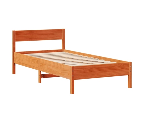 Cama con estantería sin colchón madera maciza marrón 100x200 cm