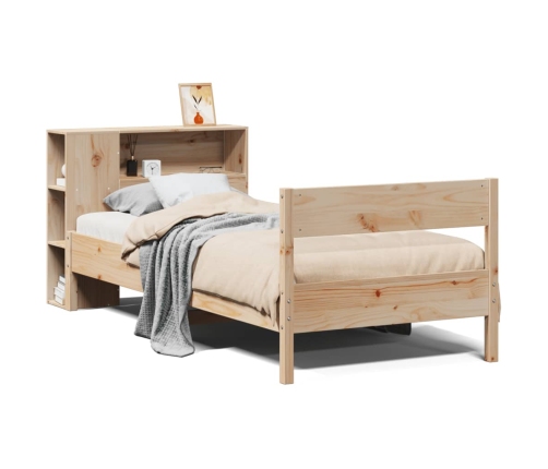 Cama con estantería sin colchón madera maciza de pino 90x200 cm