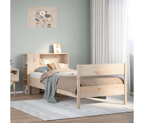Cama con estantería sin colchón madera maciza de pino 90x200 cm