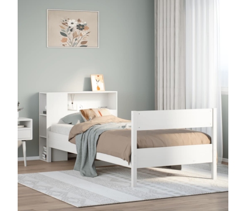 Cama con estantería sin colchón madera maciza de pino 90x190 cm