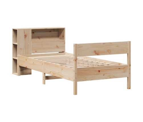 Cama con estantería sin colchón madera maciza de pino 75x190 cm