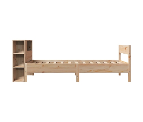 Cama con estantería sin colchón madera maciza de pino 75x190 cm