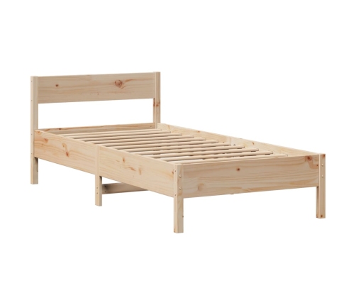 Cama con estantería sin colchón madera maciza de pino 75x190 cm