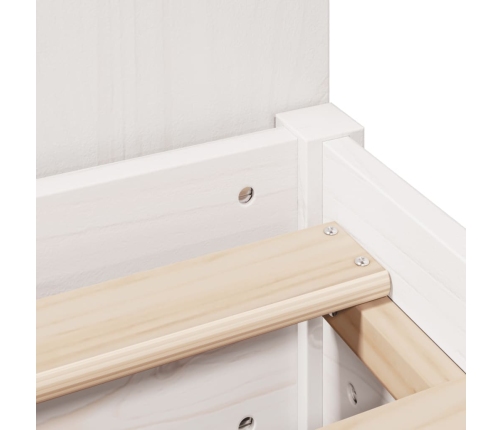Cama con estantería sin colchón madera maciza blanca 75x190 cm