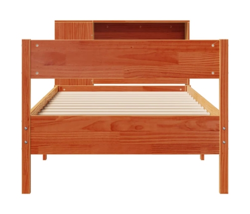 Cama con estantería sin colchón madera maciza marrón 75x190 cm