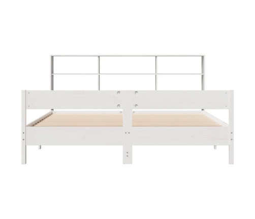 Cama con estantería sin colchón madera maciza blanca 200x200 cm