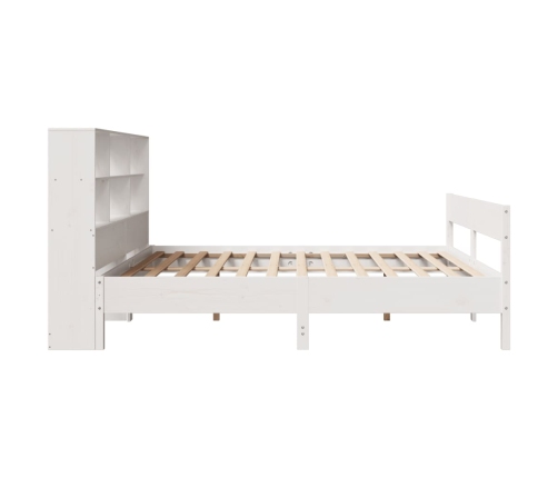 Cama con estantería sin colchón madera maciza blanca 200x200 cm