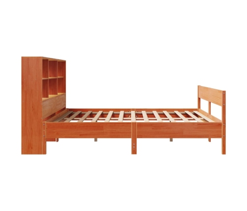 Cama con estantería sin colchón madera maciza marrón 200x200 cm