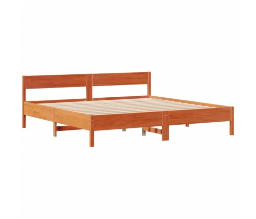 Cama con estantería sin colchón madera maciza marrón 200x200 cm