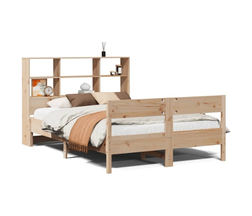 Cama con estantería sin colchón madera maciza de pino 160x200cm