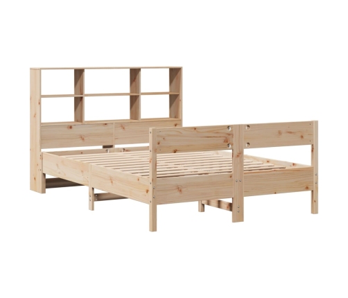 Cama con estantería sin colchón madera maciza de pino 160x200cm