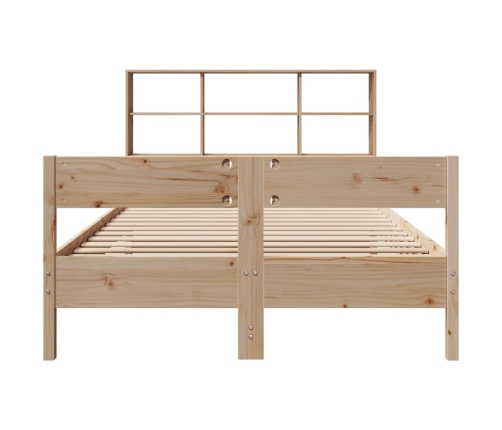 Cama con estantería sin colchón madera maciza de pino 160x200cm