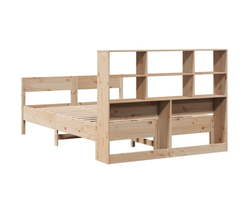 Cama con estantería sin colchón madera maciza de pino 160x200cm