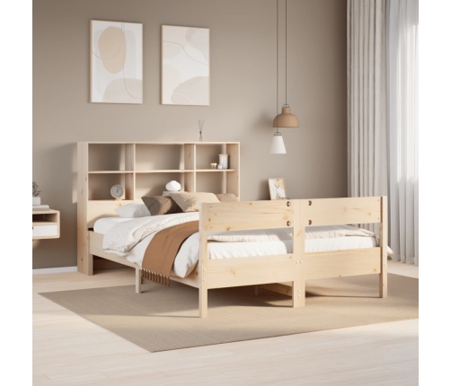 Cama con estantería sin colchón madera maciza de pino 160x200cm