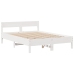 Cama con estantería sin colchón madera maciza blanca 160x200 cm