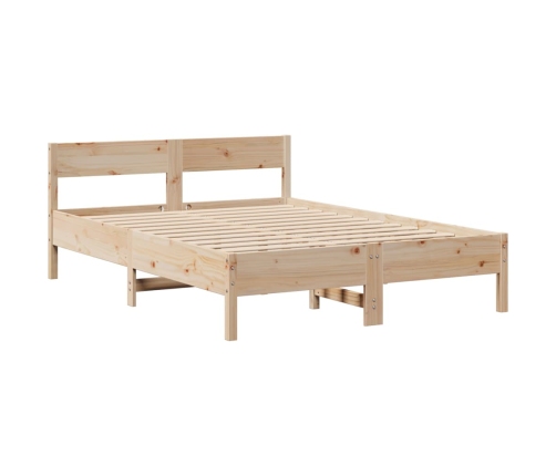 Cama con estantería sin colchón madera maciza de pino 140x200cm