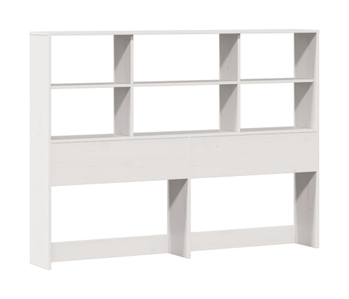 Cama con estantería sin colchón madera maciza blanca 140x200 cm