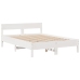 Cama con estantería sin colchón madera maciza blanca 140x200 cm