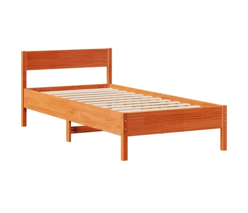 Cama con estantería sin colchón madera maciza marrón 100x200 cm