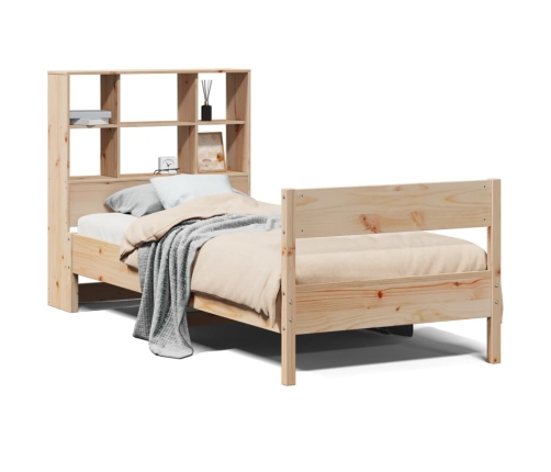 Cama con estantería sin colchón madera maciza de pino 90x200 cm