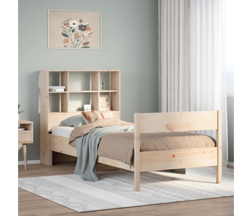 Cama con estantería sin colchón madera maciza de pino 90x200 cm