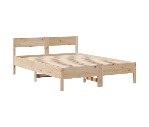 Cama con estantería sin colchón madera maciza de pino 135x190cm