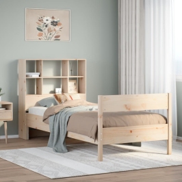 Cama con estantería sin colchón madera maciza de pino 90x190 cm
