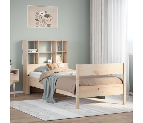 Cama con estantería sin colchón madera maciza de pino 90x190 cm