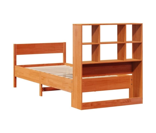 Cama con estantería sin colchón madera maciza marrón 90x190 cm