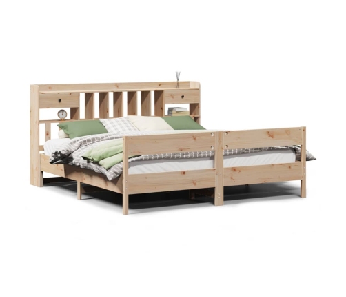 Cama con estantería sin colchón madera maciza de pino 200x200cm