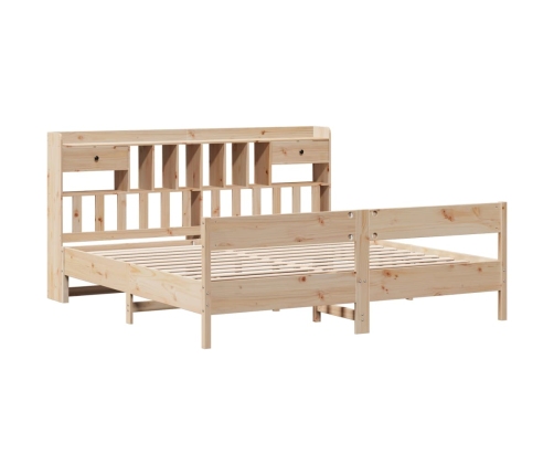 Cama con estantería sin colchón madera maciza de pino 200x200cm