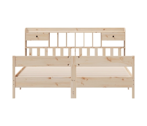 Cama con estantería sin colchón madera maciza de pino 200x200cm