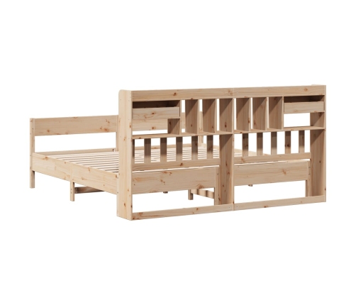 Cama con estantería sin colchón madera maciza de pino 200x200cm