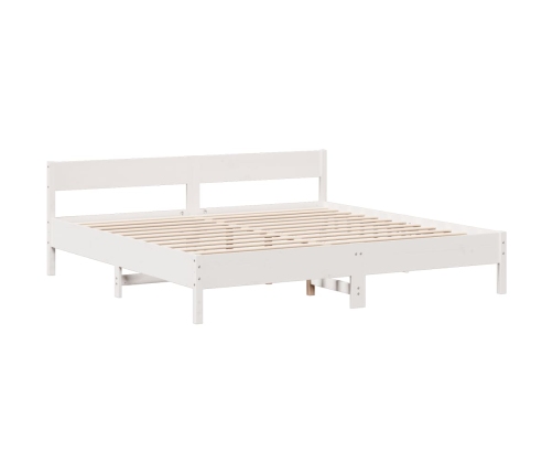 Cama con estantería sin colchón madera maciza blanca 200x200 cm