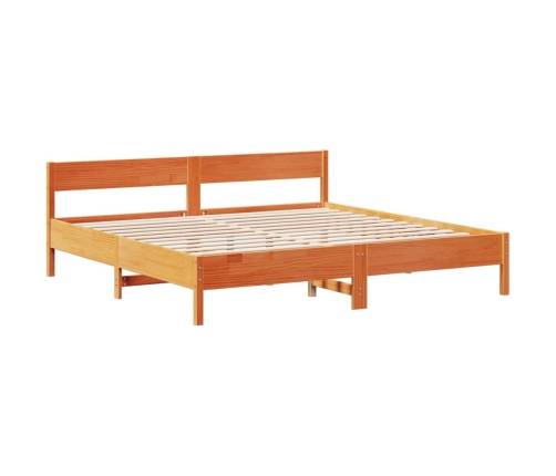 Cama con estantería sin colchón madera maciza marrón 200x200 cm