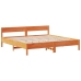 Cama con estantería sin colchón madera maciza marrón 200x200 cm