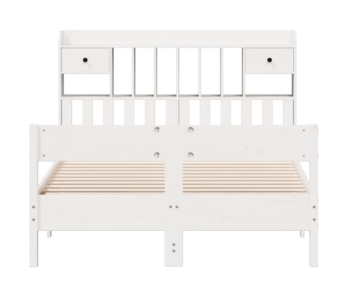 Cama con estantería sin colchón madera maciza blanca 160x200 cm