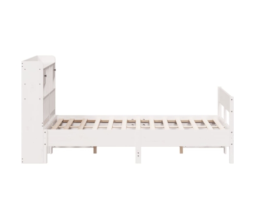 Cama con estantería sin colchón madera maciza blanca 160x200 cm