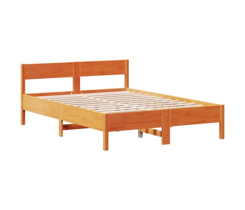 Cama con estantería sin colchón madera maciza marrón 140x200 cm