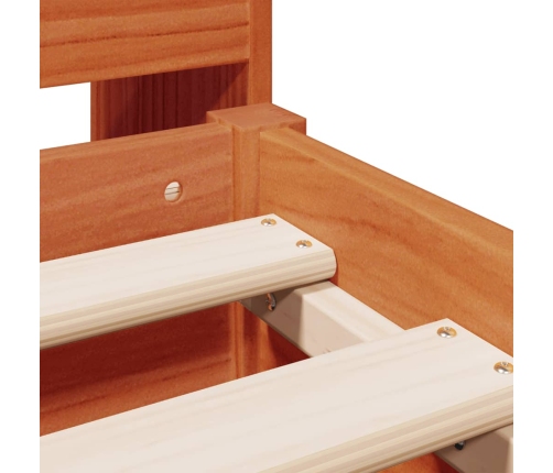 Cama con estantería sin colchón madera maciza marrón 140x200 cm