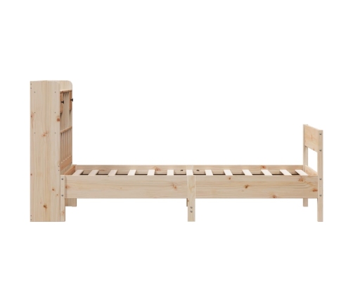 Cama con estantería sin colchón madera maciza de pino 100x200cm