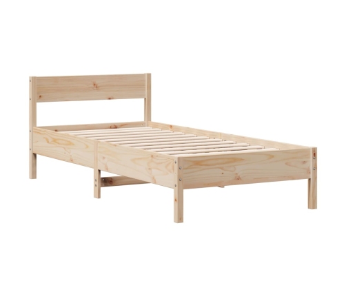 Cama con estantería sin colchón madera maciza de pino 100x200cm