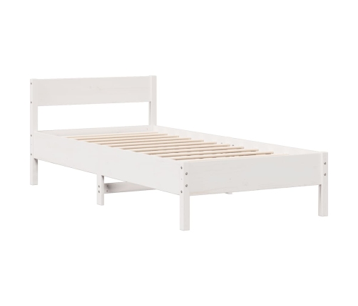 Cama con estantería sin colchón madera maciza blanca 100x200 cm