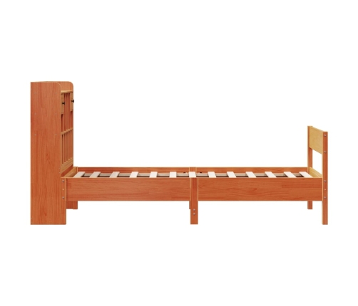 Cama con estantería sin colchón madera maciza marrón 100x200 cm