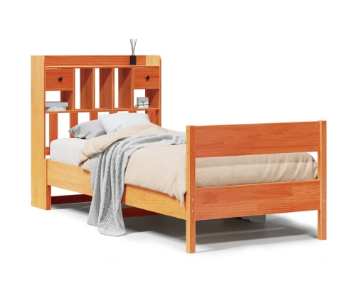 Sofá con estantería sin colchón madera maciza marrón 90x200 cm