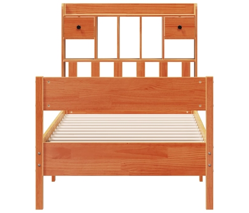 Sofá con estantería sin colchón madera maciza marrón 90x200 cm