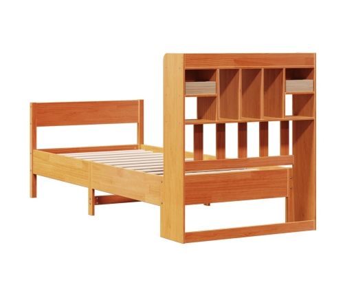 Sofá con estantería sin colchón madera maciza marrón 90x200 cm