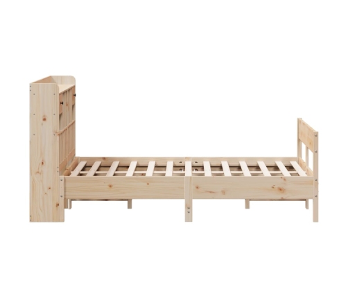 Cama con estantería sin colchón madera maciza de pino 140x190cm