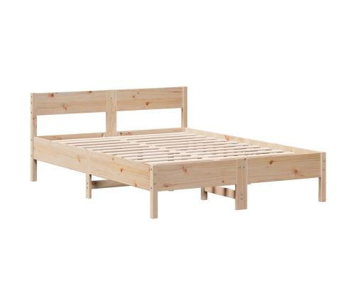 Cama con estantería sin colchón madera maciza de pino 140x190cm