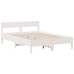 Cama con estantería sin colchón madera maciza blanca 140x190 cm